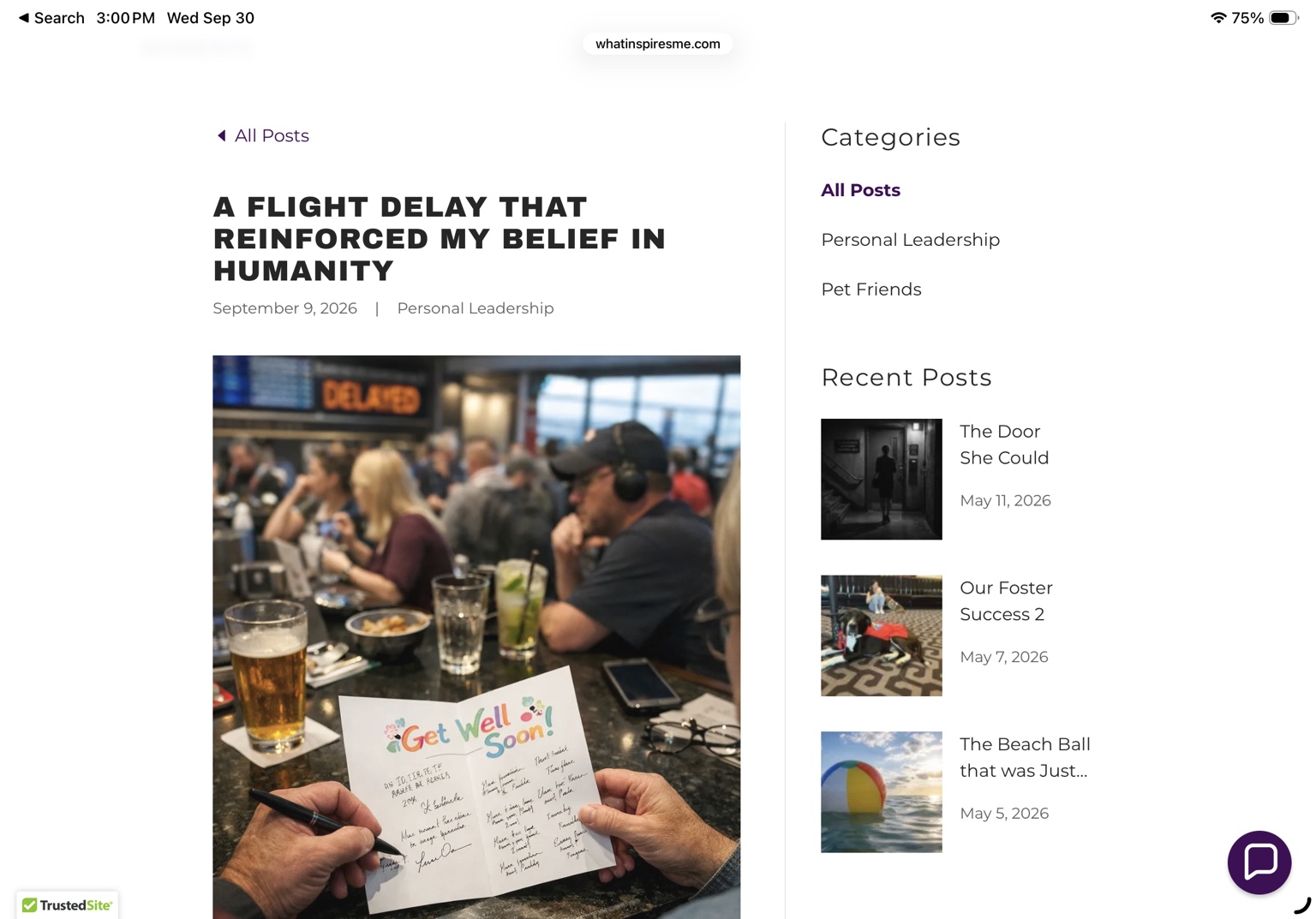 A get-well card filled with signatures at an airport bar.